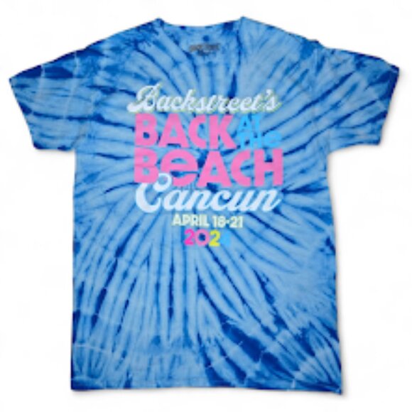 NWOT Backstreet Boys Cancun 2024 Concert Tie-Dye Short Sleeve Crewneck Tee Shirt - Picture 2 of 8